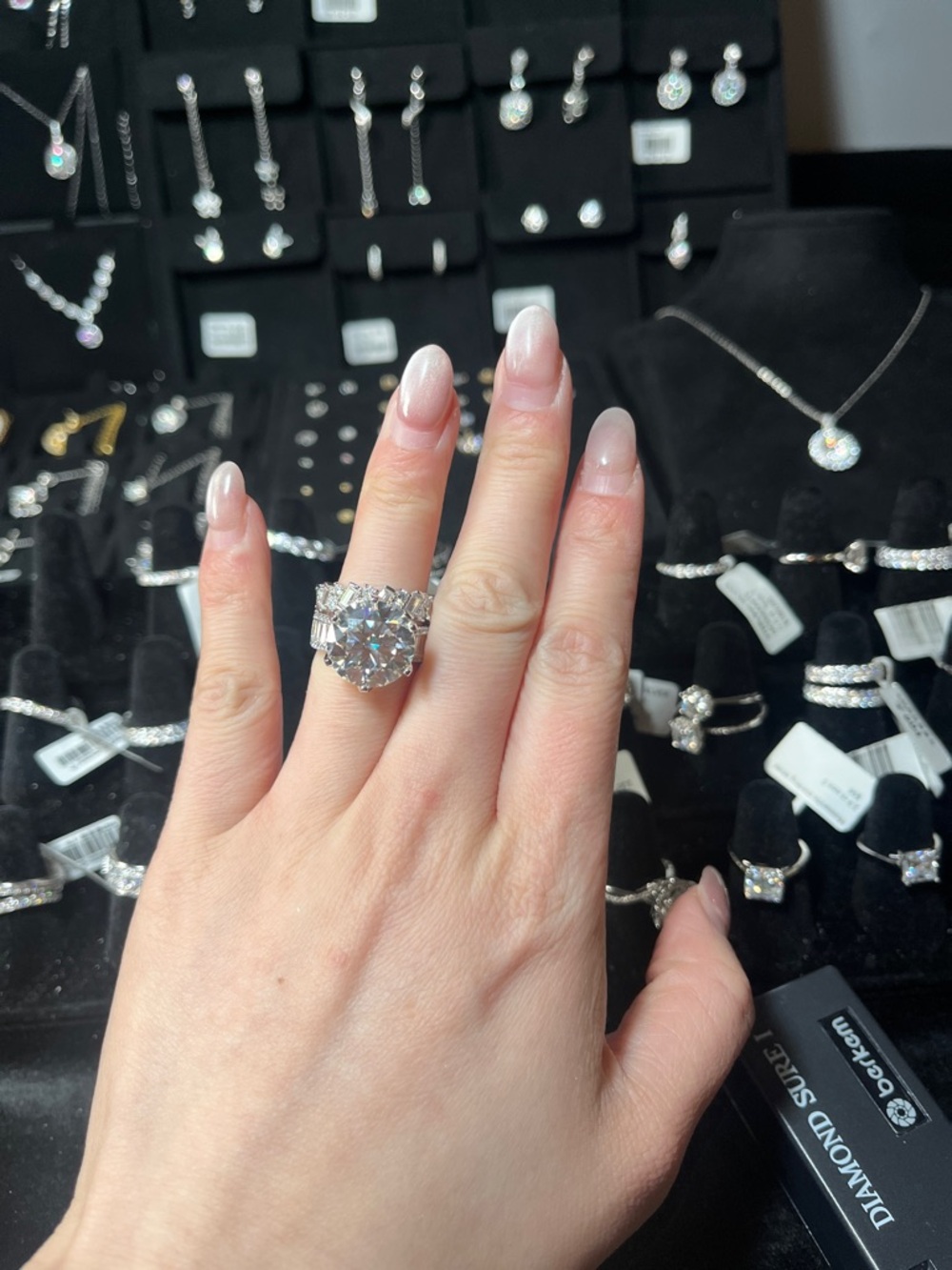 Sparkling Silver-Tone Round-Cut Statement Ring - Silver